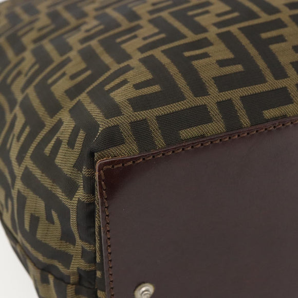 FENDI Zucca Canvas Hand Bag Black Brown Auth ar13907