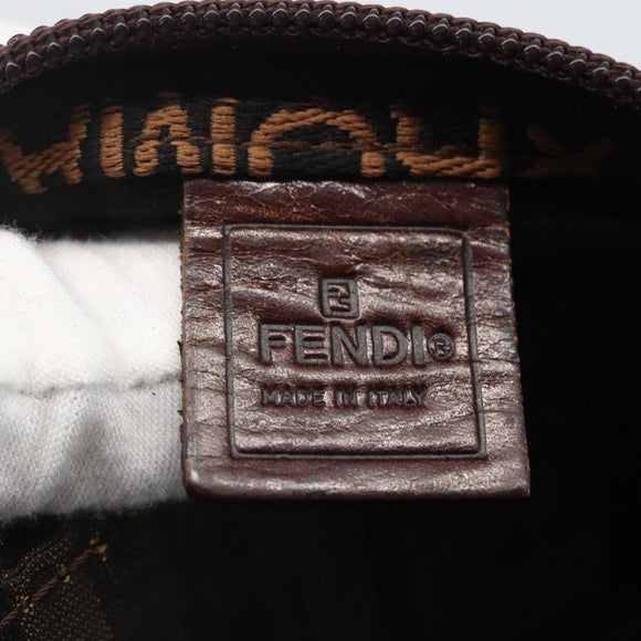 FENDI Zucca Canvas Hand Bag Black Brown Auth ar13907