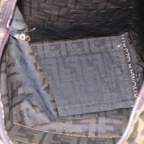 FENDI Zucca Canvas Hand Bag Black Brown Auth ar13907