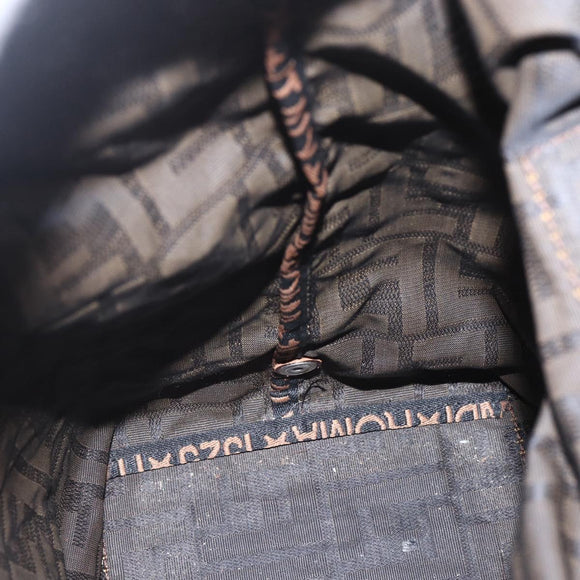 FENDI Zucca Canvas Hand Bag Black Brown Auth ar13907