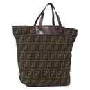 FENDI Zucca Canvas Hand Bag Black Brown Auth ar13907-1