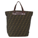 FENDI Zucca Canvas Hand Bag Black Brown Auth ar13907-2