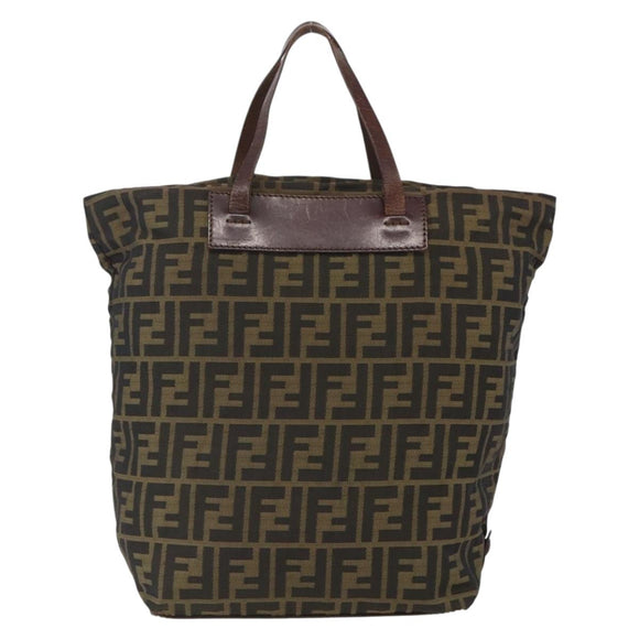 FENDI Zucca Canvas Hand Bag Black Brown Auth ar13907