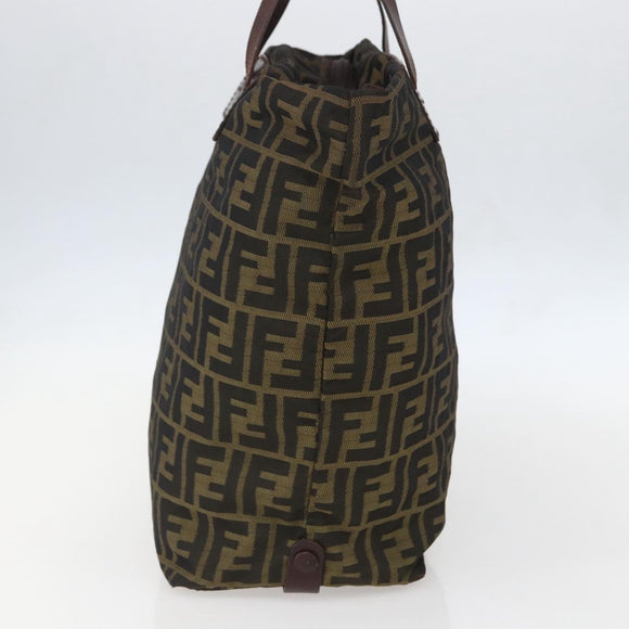 FENDI Zucca Canvas Hand Bag Black Brown Auth ar13907