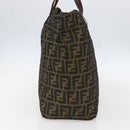 FENDI Zucca Canvas Hand Bag Black Brown Auth ar13907-4