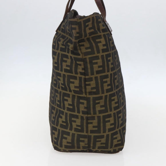 FENDI Zucca Canvas Hand Bag Black Brown Auth ar13907