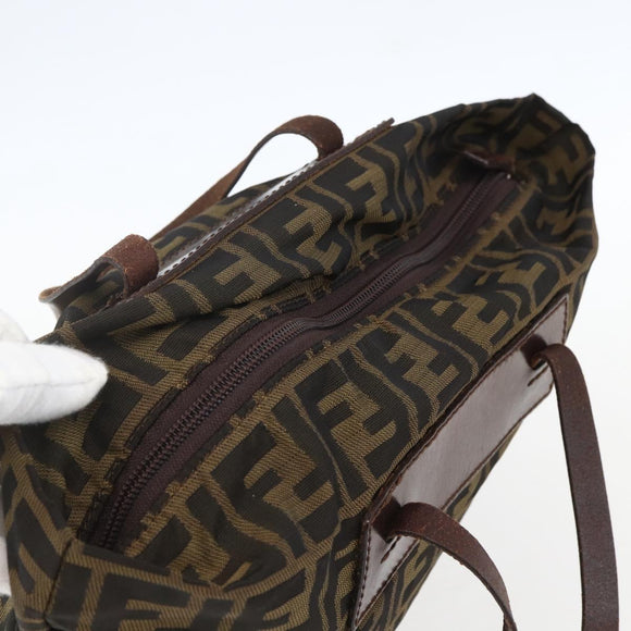 FENDI Zucca Canvas Hand Bag Black Brown Auth ar13907