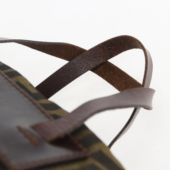 FENDI Zucca Canvas Hand Bag Black Brown Auth ar13907