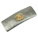 CHANEL Hairpin COCO Mark Lamb Skin Turquoise Blue CC Auth ar13908-1