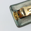 CHANEL Hairpin COCO Mark Lamb Skin Turquoise Blue CC Auth ar13908-4