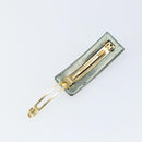 CHANEL Hairpin COCO Mark Lamb Skin Turquoise Blue CC Auth ar13908-5