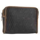 Christian Dior Honeycomb Canvas Clutch Bag PVC Black Auth ar13909-1