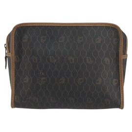 Christian Dior Honeycomb Canvas Clutch Bag PVC Black Auth ar13909 - 0