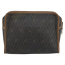 Christian Dior Honeycomb Canvas Clutch Bag PVC Black Auth ar13909-3