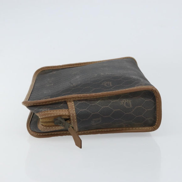 Christian Dior Honeycomb Canvas Clutch Bag PVC Black Auth ar13909