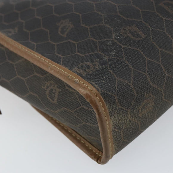 Christian Dior Honeycomb Canvas Clutch Bag PVC Black Auth ar13909