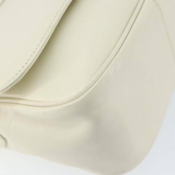 VALENTINO Chain Shoulder Bag Leather White Gold Auth ar13910