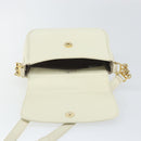VALENTINO Chain Shoulder Bag Leather White Gold Auth ar13910-10