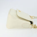 VALENTINO Chain Shoulder Bag Leather White Gold Auth ar13910-3