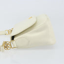 VALENTINO Chain Shoulder Bag Leather White Gold Auth ar13910-4