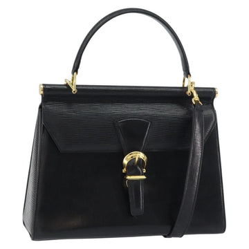VALENTINO Hand Bag Leather 2way Black Gold Auth ar13911