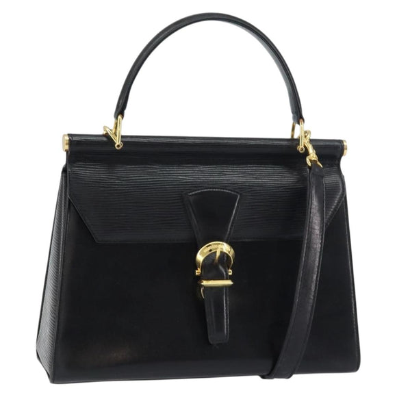 VALENTINO Hand Bag Leather 2way Black Gold Auth ar13911