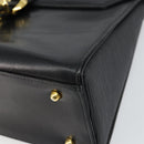 VALENTINO Hand Bag Leather 2way Black Gold Auth ar13911-9