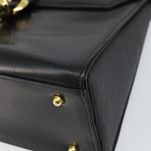 VALENTINO Hand Bag Leather 2way Black Gold Auth ar13911