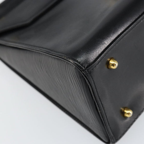 VALENTINO Hand Bag Leather 2way Black Gold Auth ar13911