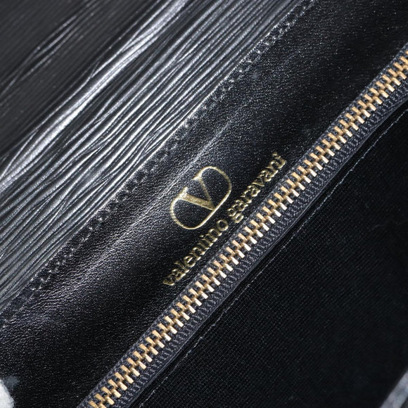 VALENTINO Hand Bag Leather 2way Black Gold Auth ar13911
