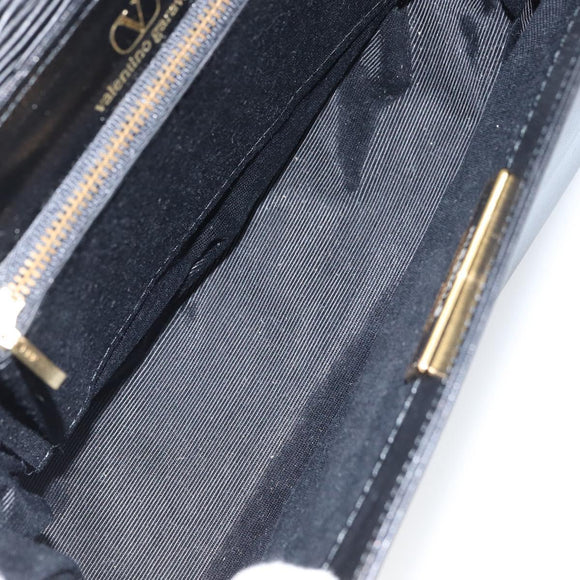 VALENTINO Hand Bag Leather 2way Black Gold Auth ar13911