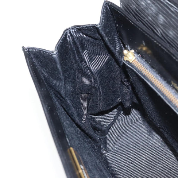 VALENTINO Hand Bag Leather 2way Black Gold Auth ar13911