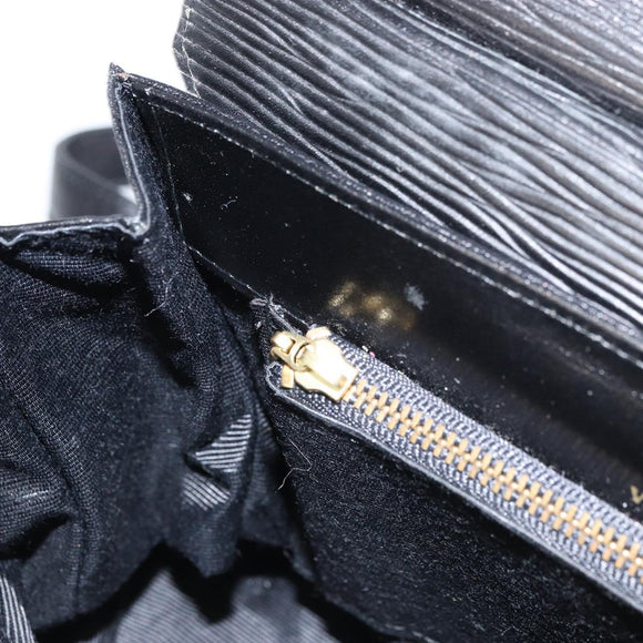 VALENTINO Hand Bag Leather 2way Black Gold Auth ar13911