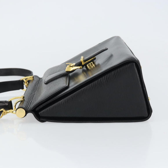 VALENTINO Hand Bag Leather 2way Black Gold Auth ar13911