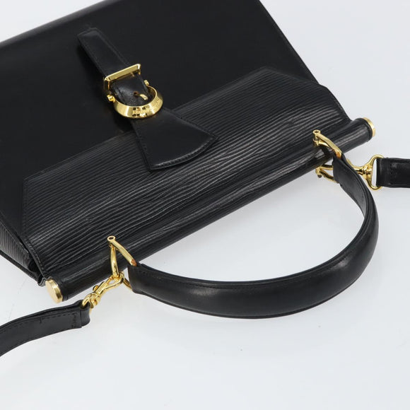 VALENTINO Hand Bag Leather 2way Black Gold Auth ar13911