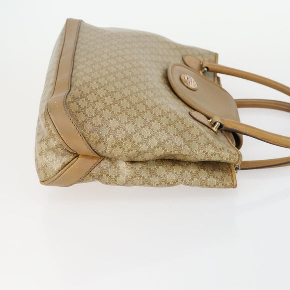 CELINE Macadam Canvas Hand Bag Leather 2 Set Black Beige Auth ar13912