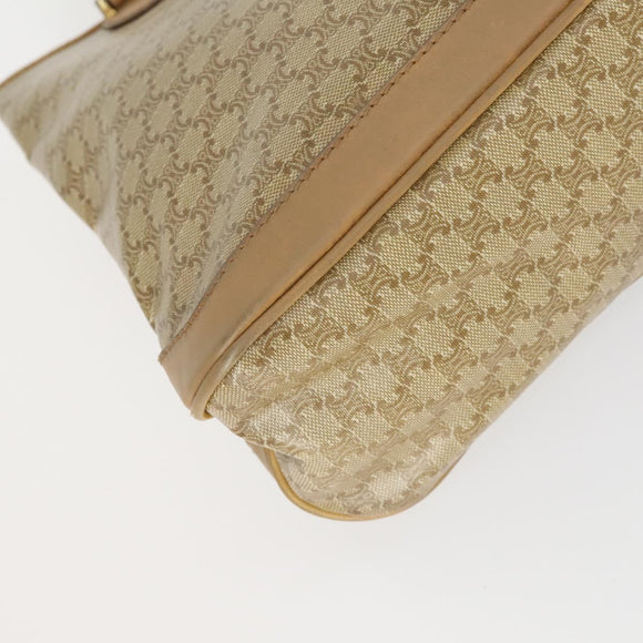 CELINE Macadam Canvas Hand Bag Leather 2 Set Black Beige Auth ar13912