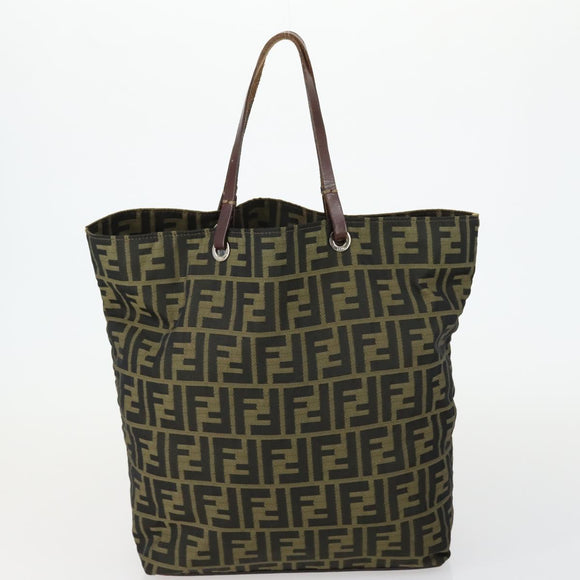 FENDI Zucca Canvas Hand Bag 2 Set Black Brown Auth ar13914