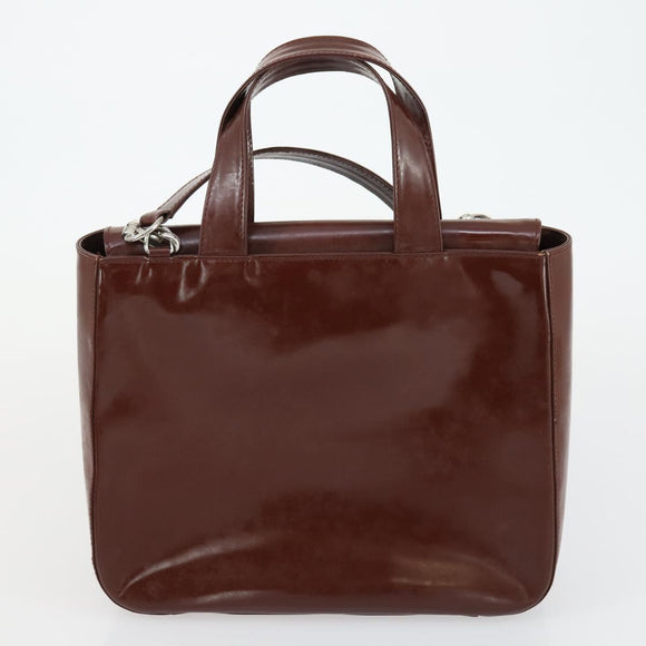 GUCCI Pouch Hand Bag Nylon Enamel 3 Set Black Brown Auth ar13915