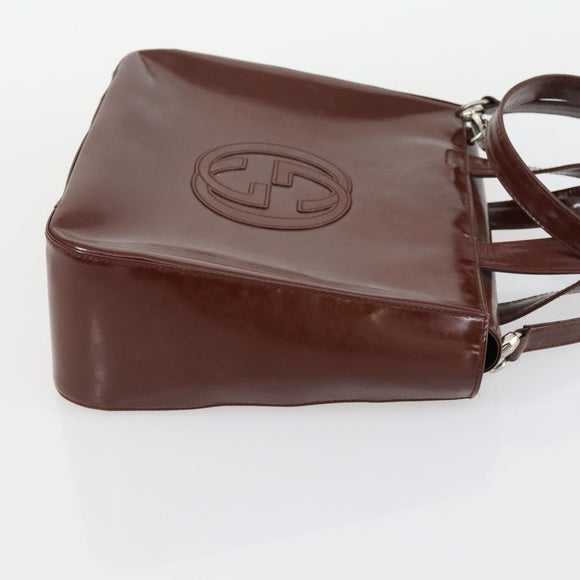 GUCCI Pouch Hand Bag Nylon Enamel 3 Set Black Brown Auth ar13915