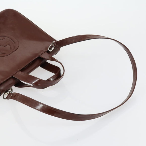 GUCCI Pouch Hand Bag Nylon Enamel 3 Set Black Brown Auth ar13915