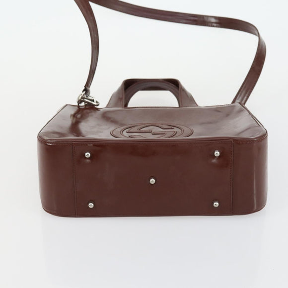 GUCCI Pouch Hand Bag Nylon Enamel 3 Set Black Brown Auth ar13915