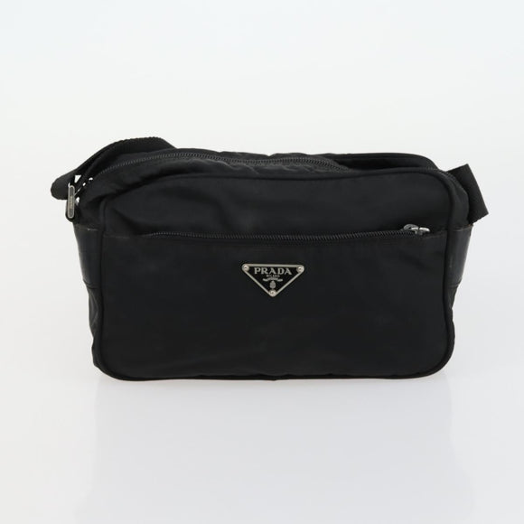 PRADA Shoulder Bag Nylon Enamel 2 Set Black Auth ar13916