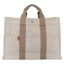 HERMES New Fourre Tout MM Hand Bag Canvas Beige Auth ar13917-2