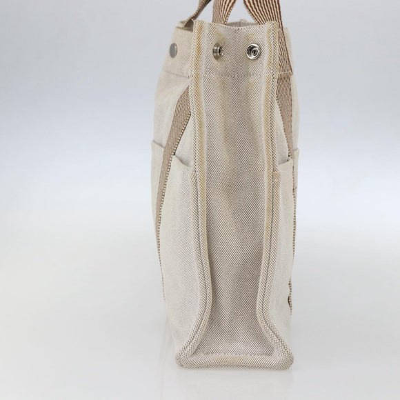 HERMES New Fourre Tout MM Hand Bag Canvas Beige Auth ar13917