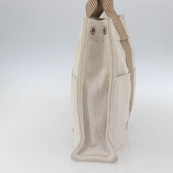 HERMES New Fourre Tout MM Hand Bag Canvas Beige Auth ar13917