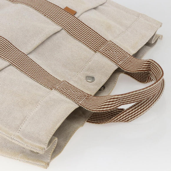 HERMES New Fourre Tout MM Hand Bag Canvas Beige Auth ar13917