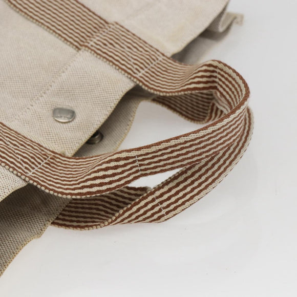 HERMES New Fourre Tout MM Hand Bag Canvas Beige Auth ar13917