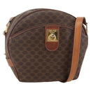 CELINE Macadam Canvas Shoulder Bag PVC Leather Brown Gold Auth ar13920-1