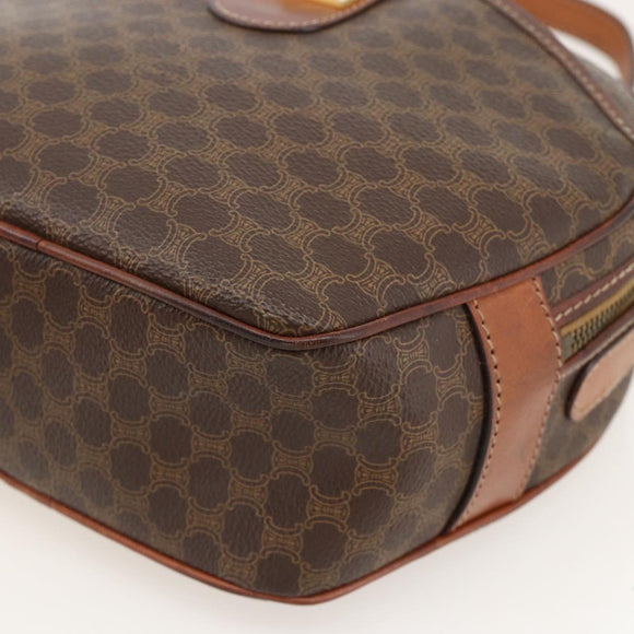 CELINE Macadam Canvas Shoulder Bag PVC Leather Brown Gold Auth ar13920